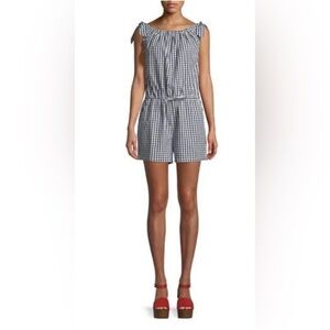 Tory Burch Navy Gingham Romper, Size M